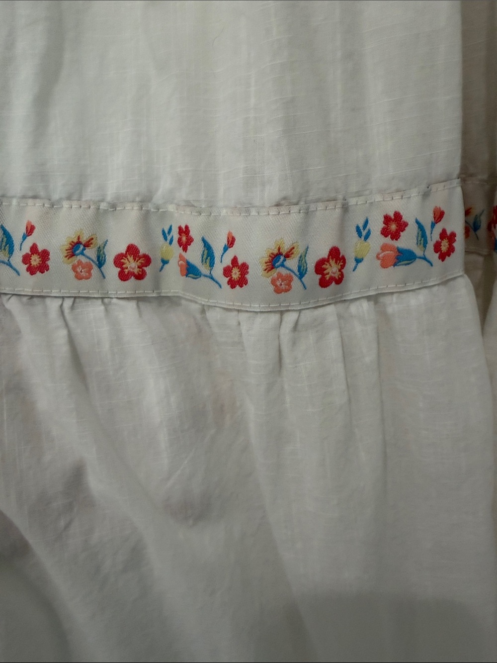 Rachel Zoe Smocked White Cotton Tiered Embroidered Boho Peasant Dress 6 - Picture 11 of 16